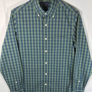 J. Crew slim untucked performance Men Blue and Green Checkered Shirt size small